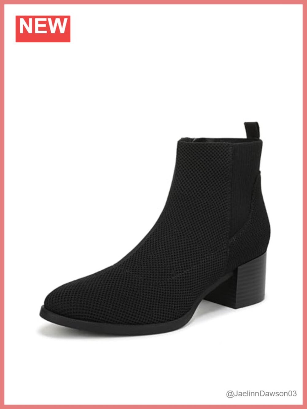Women's Ankle Booties Block Heel Zip Stretch Knit Comfort